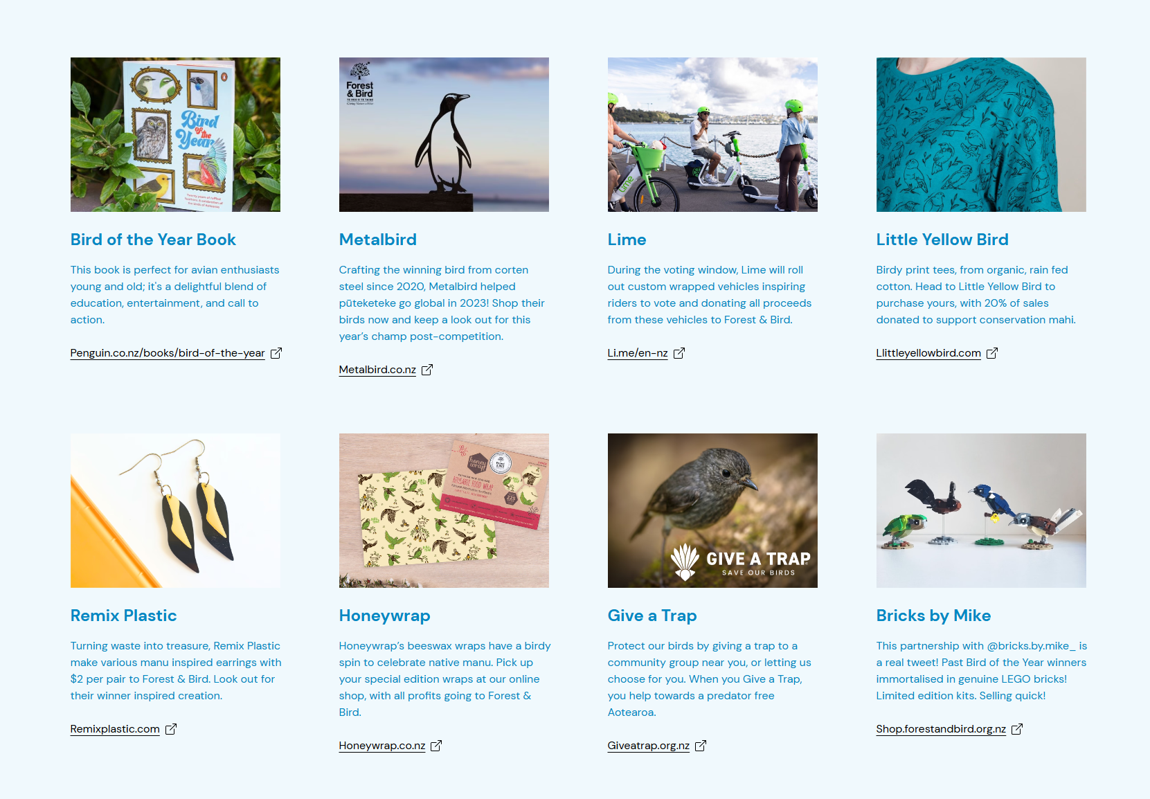 Bird of the Year 2025 Supporters page