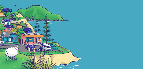 Illustration of Community by the Ocean
