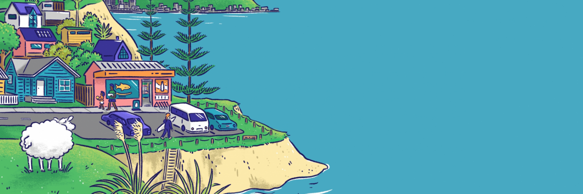 Illustration of Community by the Ocean